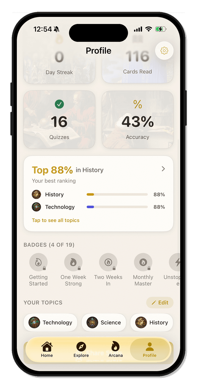 Savant app showing the profile screen